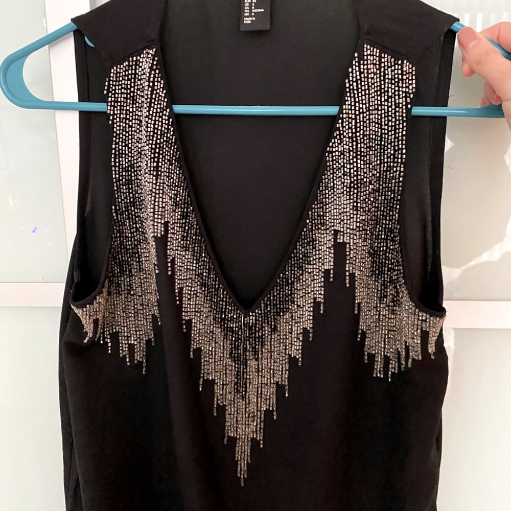 Vintage Tunic H&M Navy beaded Gatsby top